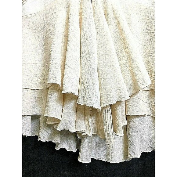 Mexico Lindo Embroider Asymmetrical Ruffleled Skirt M 100% Algodon Off White NWT - Picture 4 of 8